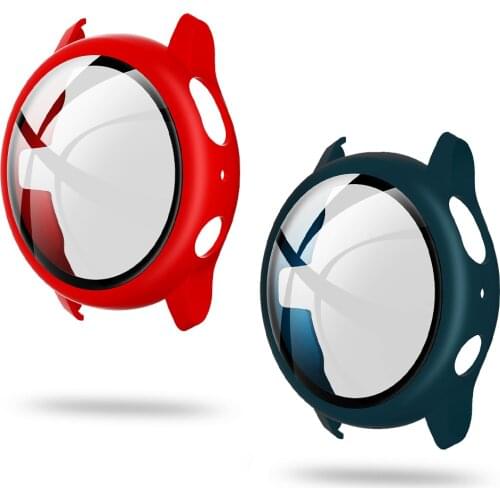 Matte PC Hard Cover with Glass Film for Samsung Galaxy Watch Active 2 44mm 40mm Case Screen Protector Shell Frosted Bumper