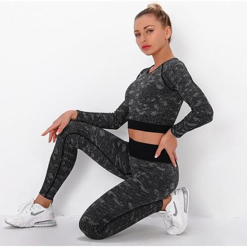 Women Fitness Yoga Wear Sport Clothing Set Seamless Breathable High Waist Leggings 3PCS