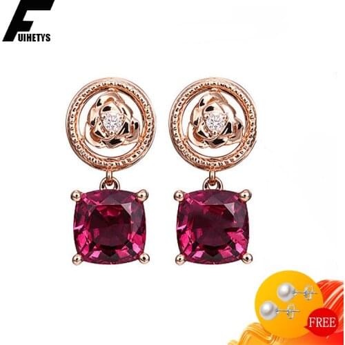 Bali Jelry Retro Earrings for Women 925 Silver Jewelry Accessories Ruby Gemstone Flower Shaped Drop Earring Wedding Engagement