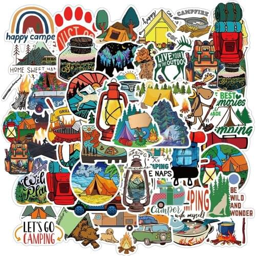 10/30/50PCS Outdoor Travel Camping Graffiti Cartoon Stickers Luggage Guitar Laptop PVC Waterproof Kid Toys Cool Sticker Decal