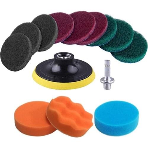 13 Pieces Drill Power Scrubber Brush Scouring Pads & Sponge Cleaning Kit - All Purpose Cleaner Scrubbing Cordless Drill