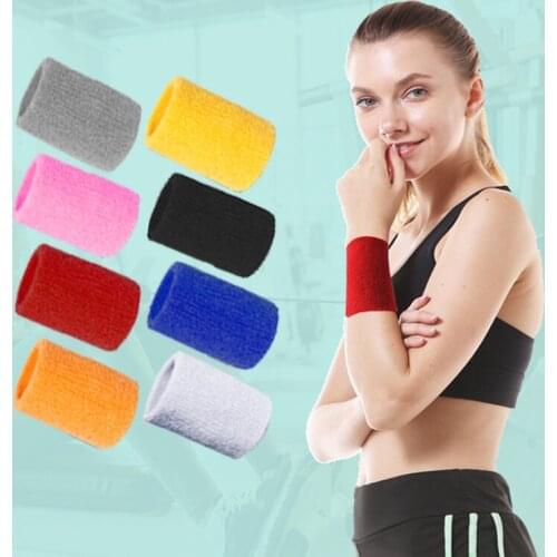 2PCS Colorful Cotton Unisex Sport Sweatband Wristband Wrist Protector Running Badminton Basketball Brace Terry Cloth Sweat Band