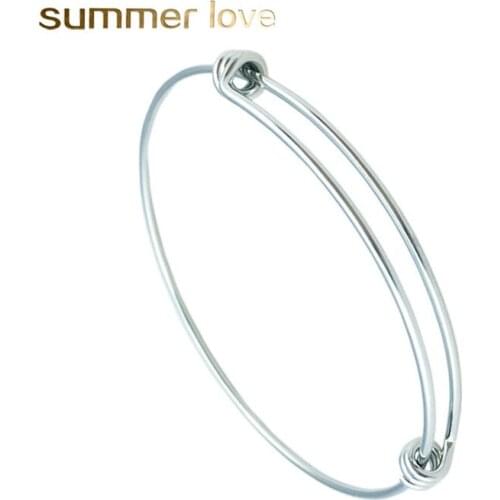 20 pcs/lot 50-65mm 100% Stainless Steel Bangle Bracelet for Women Expandable Wire Bracelet Cuff Bangles Jewelry Wholesale