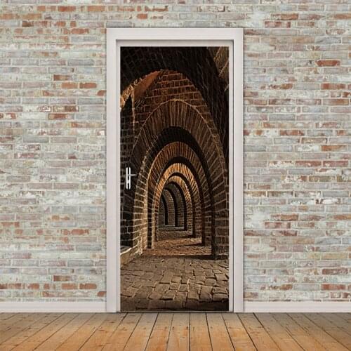 Door Sticker 3D Stereo Space Photo Mural Wallpaper PVC Vinyl Wall Decals Door Mural Bedroom Door Stickers Waterproof Home Decor