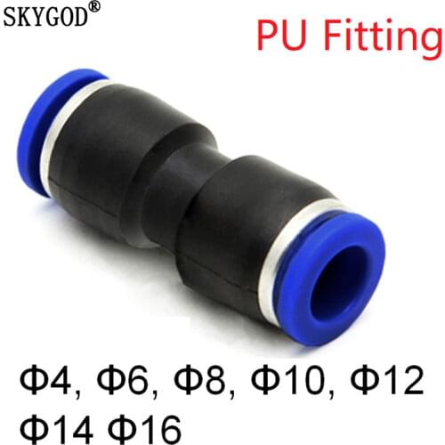 Air Pneumatic Tube Fitting OD 4mm 6mm 8mm 10mm 12mm 14mm 16mm Straight One Touch PU Plastic Quick Connector Push In Pipe Hose