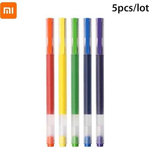 5pcs Xiaomi Gel Pen With 0.5 Refill Neutral Pen Colorful Colors Smooth Writing Signature Pen Student Supplies Office Stationery