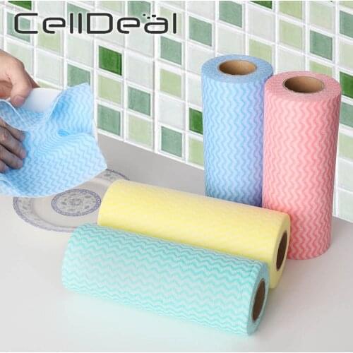 50Pcs/Roll Kitchen Wiping Rags Reusable Lazy Cleaning Cloth Home Washing Dish Household Tableware Rolls Towels Cleaning Tool