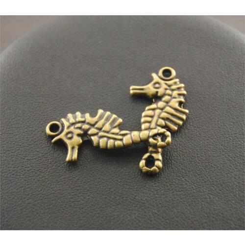 8pcs Silver Color And Bronze Sea Horse Sea Creature Hippocampus Charm Bracelet Necklace Jewelry Making Handmade DIY A76/A188
