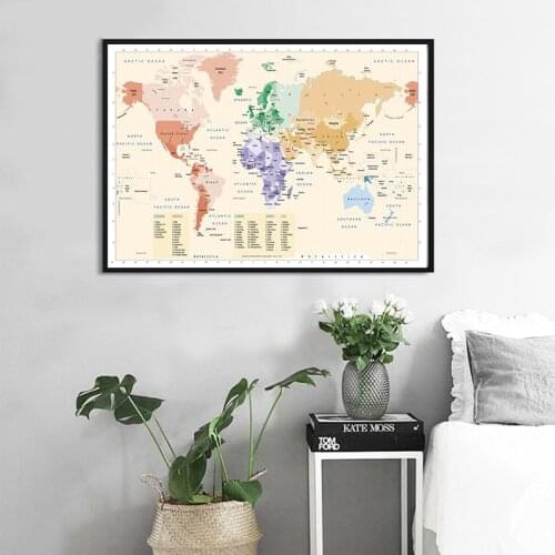 A2 Size World Map Non-smell Canvas Painting Wall Art Poster Decorative Cloth Card Living Room Home Decoration