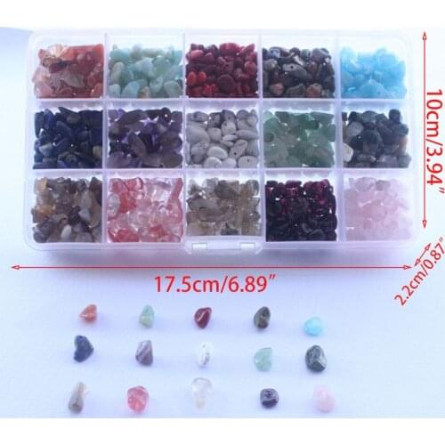 15 Color Assorted Gemstone Beads Irregular Shaped Natural Chips Kits for DIY Crafts Bracelets Pendant Jewelry Making