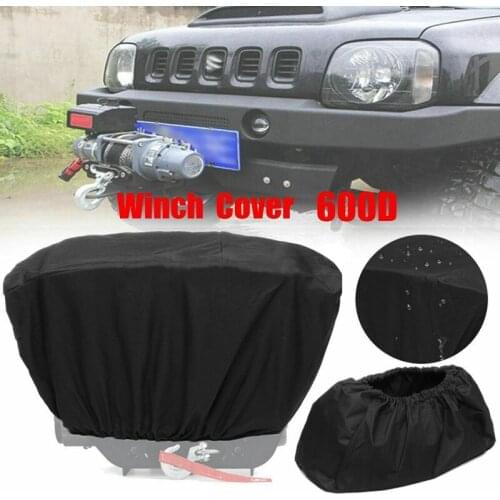 Black 600D Oxford Textile Winch Dust Cover Soft Waterproof 8000-17500LB Capacity
