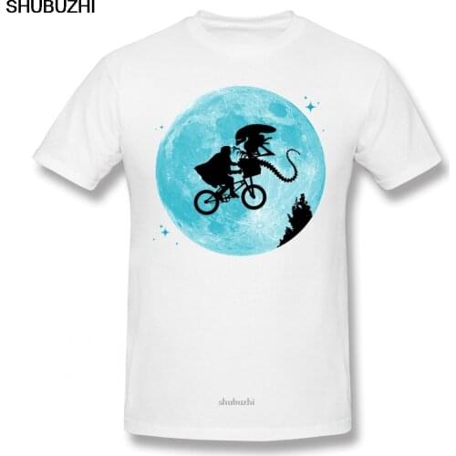 E.T T Shirt Cartoon Print E.T. Vs Aliens T-Shirt Classic Men TShirt Cotton Short Sleeves Funny Graphic 6xl Casual Tshirt sbz8381