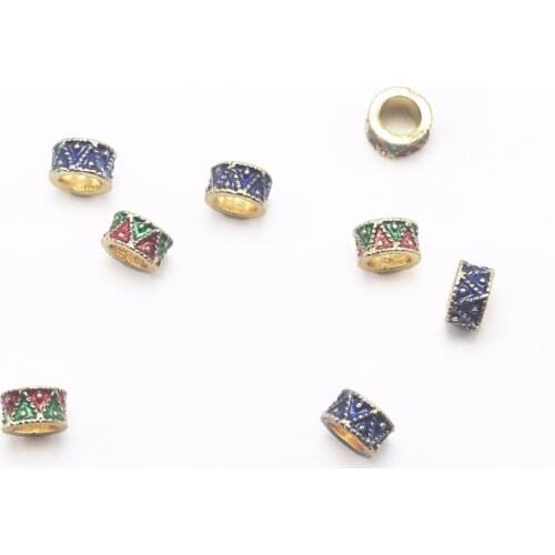 Hand Made DIY Findings Wholesale Colorful Tube Shape Enamel Cloisonne Bead, hole 4mm