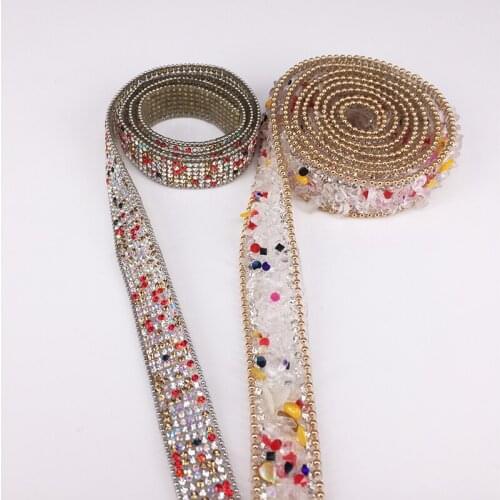 Rhinestone colour Hot drilling lace for DIY coat dress Handmade accessories toppa parche 1meter