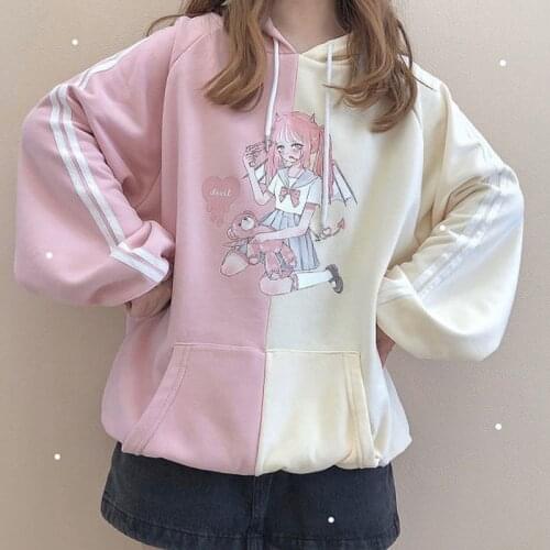 Anime Cartoon Oversized Hoodies Women Harajuku Gothic Pullover Casual Kawaii Unisex Sweatshirts Female Hoodie Autumn Winter y2k