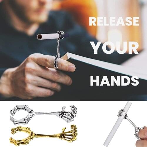 Hand Bone Smoking Ring Cigarette Holder Thick Smoke Cigarette Holder Holder Skull Pattern Cigarette Adjustable Ring Blunt Holder