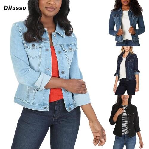 3 Colors 2021 Spring Autumn Loose Women Denim Jacket Long Sleeve Short Denim Coat For Women Jeans Plus Size Outwear