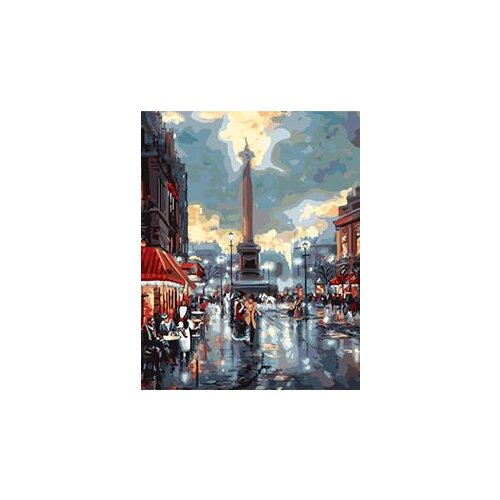 MaHuaf-W499 Lively market DIY oil painting by numbers coloring on canvas 40x50cm Framed
