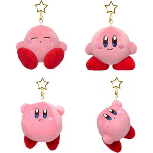 Cute plush kawaii Kirby plush doll toy pendant pink heart-shaped keychain bag coin purse pendant girl holiday gift