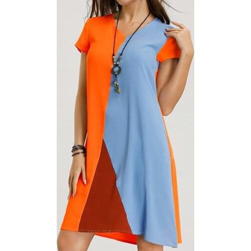 Fashion Casual Dress Large Size Loose Dress Temperamental V Neck Printed Loose Dress Plus Size Beach Dresses Chinese Fashion