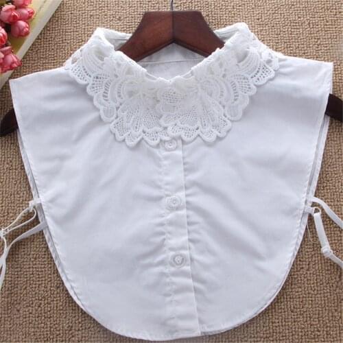 Fashion Cotton Fake Collar For Shirt Detachable Collars Solid Shirt Lapel Blouse Top Women Clothes Shirt Accessories