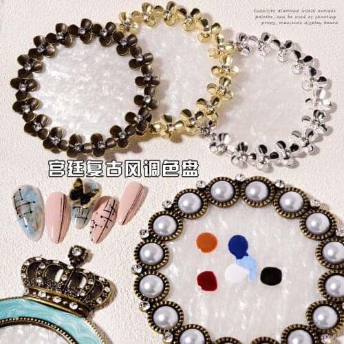 Fashion Photo Props Pearl Display Frame Color Palette New Design Retro Flowers Nail Display Board Manicure Nail Art Nail Toner