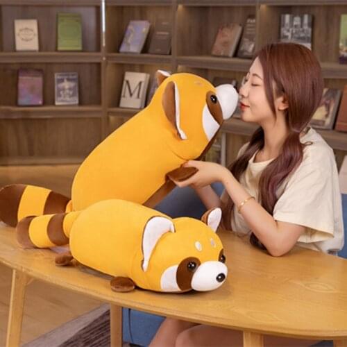 60/80cm Soft Sleeping Pillow Cute Raccoon Plush Pillow Lifelike Animal Raccoon Sofa Cushion Baby Plush Toy Kids Birthday Gift
