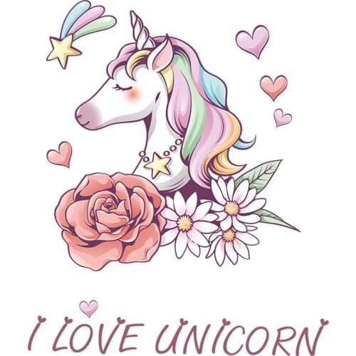 Unicorn Patch for Clothing Flower for Clothing T-shirts Dresses Sweater Transfer Appliques Girls DIY Decoration Accessories