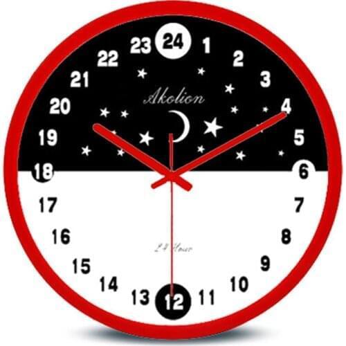 Newest 24 Hour Dial Design 12 Inches Plastic Frame Modern Fashion Decorative Round Wall clock
