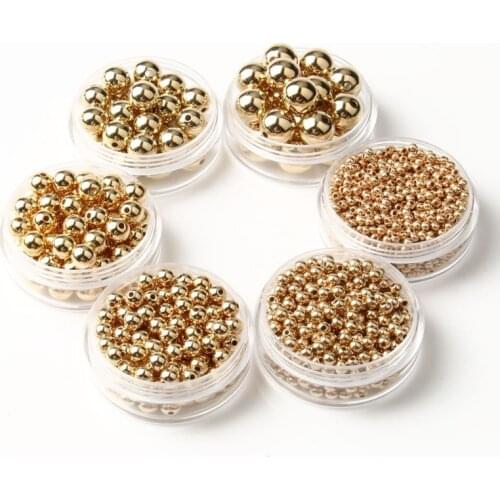 Wholesale 3 4 6 8 10 12mm Plated CCB Round Loose Spacer Beads for Jewelry Making Handmade Diy Bracelet Necklace Accessories