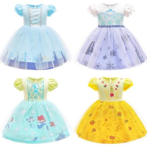 2-6 Years Baby Girls Princess Costume Birthday Party Cosplay Dress Up Kids Summer Cartoon Puff Sleeve Clothes Children Dresses