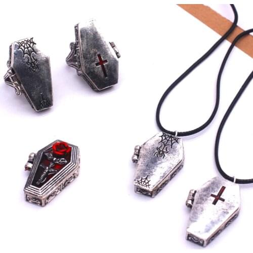 1PC Gothic Couple Ring Rings for Women Punk Coffin Spider Cross Halloween Rings for Men Jewelry Party Friend Gifts Wholesale