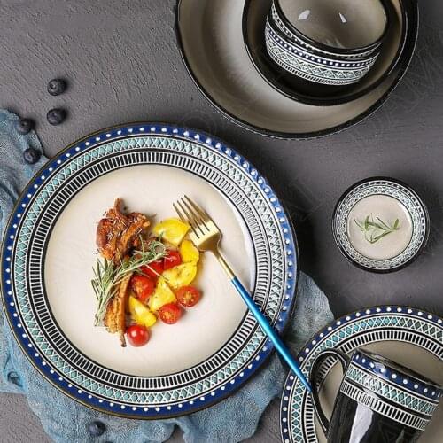 Kiln Change Ceramics Plate Western Pasta Dish Japanese-style Fruit Salad Dishs Restaurant Serving Tray Kitchen Utensils Set Meal