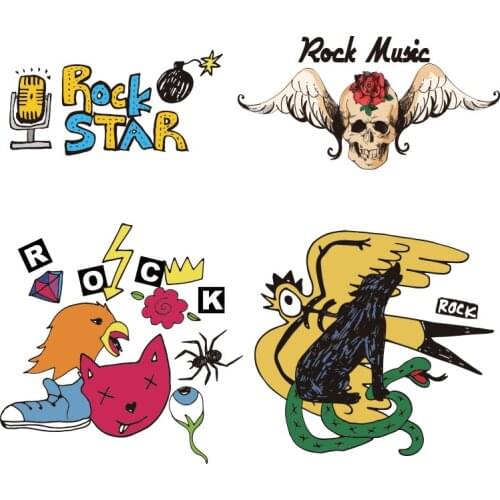 Simple Colorful Letter Bird Pattern Heat Transfer PVC Patch Heat Transfer for Clothing Printed Heat-Sensitive Patches