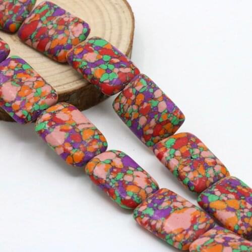 Rectangular Multicolor Turkey stone loose beads 13X18mm 15" DIY accessories women jewelry making design