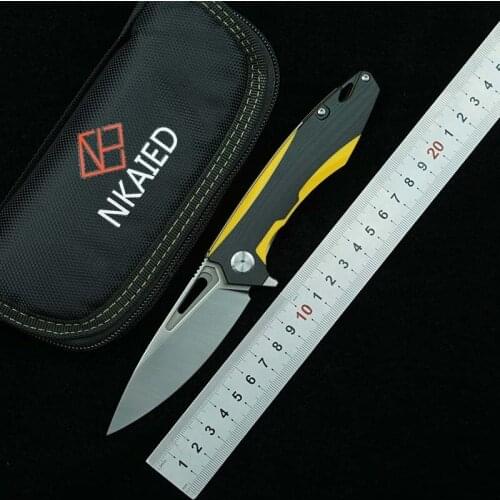NKAIED NK001 Folding Knife 100% D2 Blade G10+ Steel Handle Outdoor Camping Survival Kitchen Knives Multifunctional EDC Tool