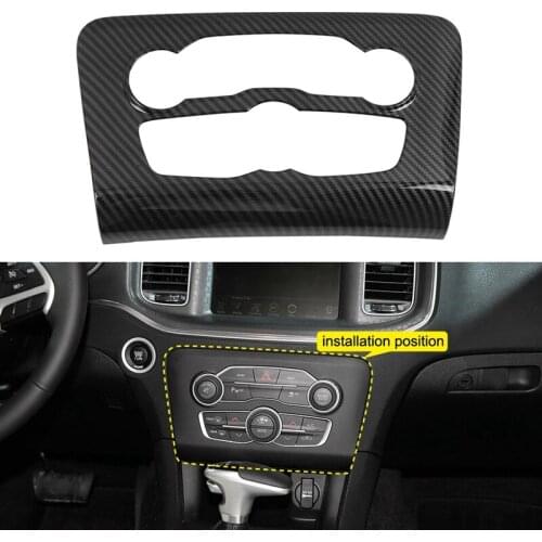 Car Styling ABS Carbon Fiber Interior Console Air Condition Adjust Panel Cover Trim for Dodge Charger 2015-2020