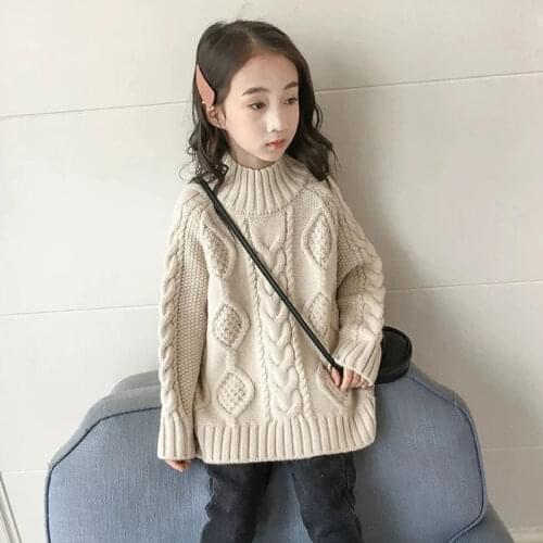 Girls Sweater 2020 New Spring And Autumn Knitting Thick Line Girl Foreign Style Twist Braid Korean ChildrenS Loose Clothes