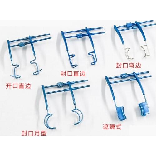 Titanium and gold double-rod translational eyelid opener, eyelid spreader, notch sealing type