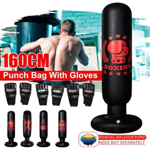 4Type Training Fitness Vertical Inflatable Boxing Bag PVC Thickening Boxing Pillar Tumbler Column Punching Bag Fitness Tool 1.6M
