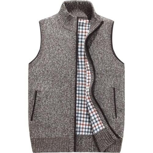 Knitwear Clothing Men Sleeveless 50% Off Men' s Solid Zipper Warm Vests Coat Overcoat XXL XXXL