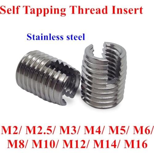 20/10pcs M2 M2.5 M3 M4 M5 M6 M8 M10 M12 M14 M16 Self Tapping Insert Screw Bushing 302 Slotted type Wire Thread Repair Insert