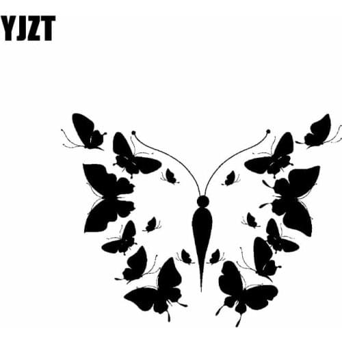 YJZT 17.9CM*13.7CM Beautiful Original Butterfly Nifty Vinyl Decal Car Sticker Black/Silver C19-0595