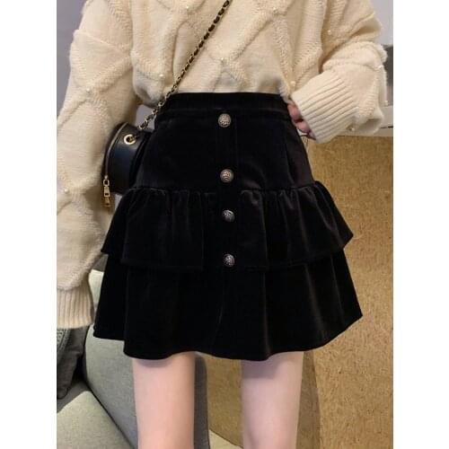 Velour Skirt For Female Casual High Waist Autumn Elegant A-Line Womens Skirts Fashion Clothing 2021 Tide Skirts