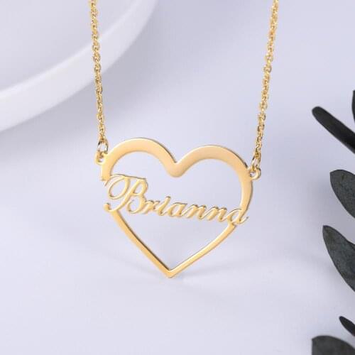 Zciti Personalized Name Necklace Split Heart Necklace Stainless Steel Customized Nameplate For Women Valentines Day Gift