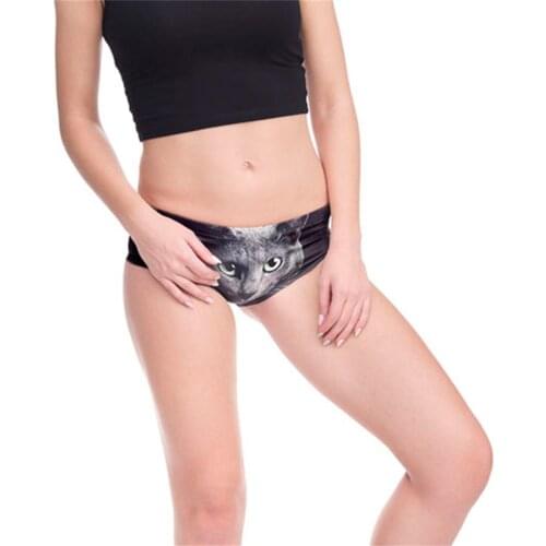 KANCOOLD Womens Panties 3D digital white cat print hip lift breathable low waist underwear Briefs Soft Comfort Female Underpant