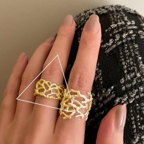 Origin Summer Korean Double-Layer Metal Ring for Women Open Adjustable Hollow Chain Index Finger Ring Jewelry Accessories