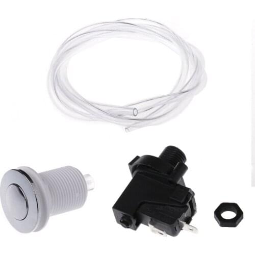 1 Set Bath Tub Spa Waste Garbage Disposal Self-Lock Air Switch Push Button with Pneumatic Air Hose Kit