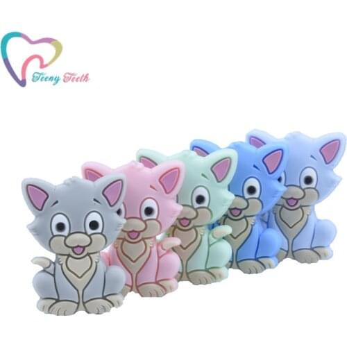 10 PCS Cat Silicone Beads Rodents Baby Teether Food Grade Silicone Pearls Pacifier Pendant Baby Products