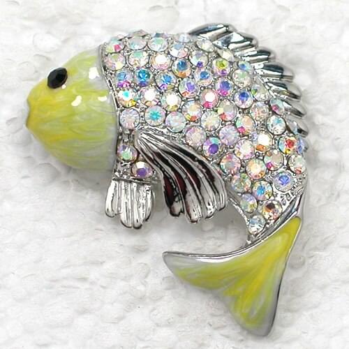 12pcs/lot Wholesale Fish Enamel Rhinestone Pin brooches C101984